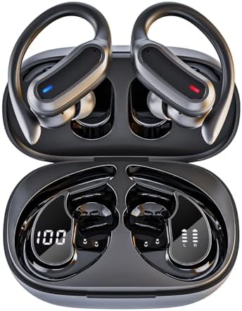 Wireless Earbuds, Bluetooth 5.3 Headphones, True Wireless Stereo Earphones with IPX6 Waterproof, Noise Cancelling Mic, Fast Charging and Comfort Fit Ear Buds for Sports, Workouts – Black
